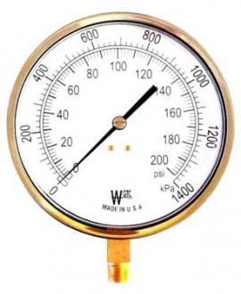 Weksler EA14B Contractor Gauge, 0 to 60 PSI/420 kPa-