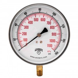 Winters PCT324 Contractor Gauge, 4.5&amp;quot; Dial, 0-160 PSI/KPA, 1/4&amp;quot; Bottom-