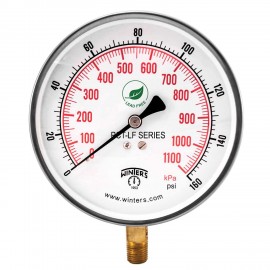 Winters PCT324LF Lead Free Contractor Gauge, 4.5&quot; Dial, 0/160 PSI/KPA, 1/4&quot; NPT LM-