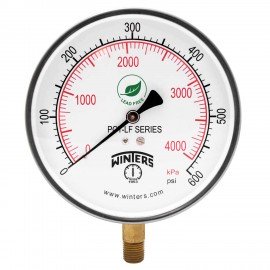 Winters PCT331LF Manom&amp;egrave;tre d'entrepreneur sans plomb, cadran de 114.3 mm, 0/600 PSI/KPA, 1/4&amp;quot; NPT LM-