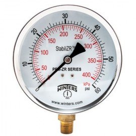 Winters PEM1421ZR Economy StabiliZR Pressure Gauge, 0 to 160 psi/kPa, 1.5" dial-