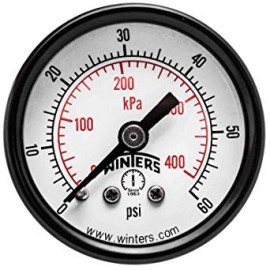 Winters PEM1424 Jauge &amp;eacute;conomique,  0 &amp;agrave; 30&amp;quot; VAC/kPa, cadran de 50mm ( 2&amp;quot;), raccord arri&amp;egrave;re de 3mm (1/8&amp;quot;), NPT-