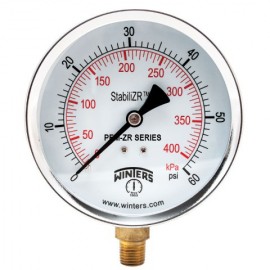 Winters PEM204ZR Economy StabiliZR Pressure Gauge, 0 to 200 psi/kPa, 2" dial-