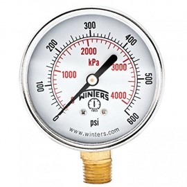 Winters PEM218 Economy Gauge, 0 to 600 psi/kPa-