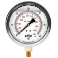 Winters PFQ1124 Liquid Filled Brass Gauge, 1.5&amp;quot; Dial, 0/100 PSI/KPA, 1/8&amp;quot; NPT Back-