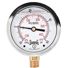 Winters PFQ1294SF SS Liquid Filled Pressure Gauge, 0/30 psi/kPa, 0.5&amp;quot; back (CB)-