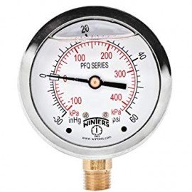 Winters PFQ795 SS Liquid Filled Pressure Gauge, 30&amp;quot;/0/300 psi/kPa-