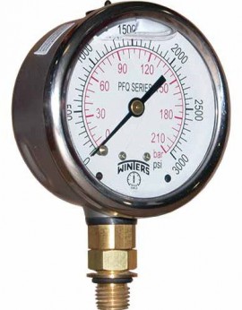 Winters PFQ899LF Stainless-Steel Liquid Filled Pressure Gauge, 30&amp;quot;/0/60 psi/kPa, lead-free-