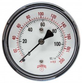 Winters PLP344 Manom&amp;egrave;tre basse pression, cadran 63.5 mm, 0/5 PSI/KPA, raccord arri&amp;egrave;re 6.35 mm-