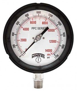 Winters PPC5474 Process Gauge, 0-5000 psi/kPa, 1/2&amp;quot; NPT Back Connection-
