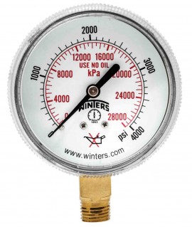 Winters PWL2822 Welding Gauge, 0-100 psi/kPa, 1/4&amp;quot; NPT Bottom Connection-