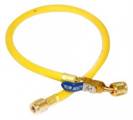 Yellow Jacket 29024 Plus II&amp;trade; Hose with 1/4&amp;quot; Compact Ball Valve Fittings, 24&amp;quot;, yellow-