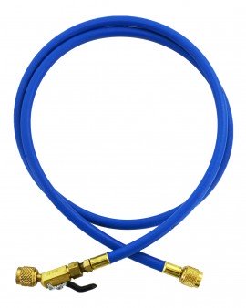 Yellow Jacket 29296 Plus II&amp;trade; Hose with 1/4&amp;quot; compact ball valve fittings, 96&amp;quot;, blue-