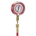 Yellow Jacket 40344 Red pressure gauge, 0 to 800 psi, &amp;deg;F, for R-22, R-404A, and R-410A, with quick coupler and hose-