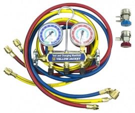 Yellow Jacket 41345 R-134A Series 41 Manifold Gauge Set with Couplers-