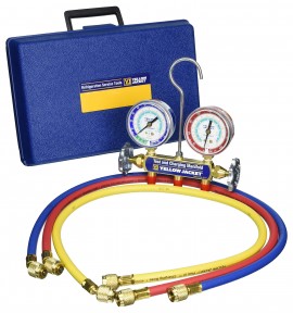 Yellow Jacket 41379 2-Valve Series 41 Test/Charging Manifold, 2-1/2&amp;quot; Gauges (72&amp;quot; RYB Hoses)-