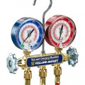 Yellow Jacket 42201 3-Way Brass Manifold with Set of 3 Ball-Valve Hoses-