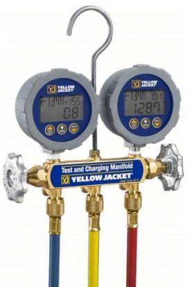 Yellow Jacket 46062 Series 41 Digital Manifold, 3-Pak PLUS II&amp;trade; Hoses with Compact Ball Valves-