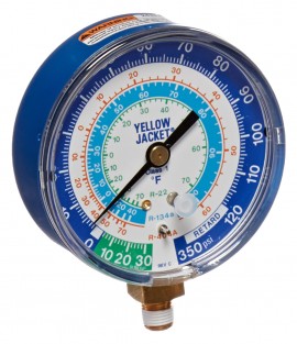 Yellow Jacket 49002 Manifold Gauge, 2 1/2&amp;quot;, blue compound, 30&amp;quot;-0-120** psi, R-12/22/502 (&amp;deg;F)-