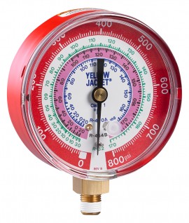 Yellow Jacket 49147 Dry Manifold Gauge, 3-1/8&amp;quot;, red pressure, MPa, R-32/410A, &amp;deg;C-