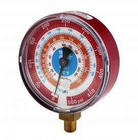 Yellow Jacket 49251 Dry Manifold Gauge, 3-1/8&amp;quot;, red pressure, 0 to 500 psi, R134a/404A/407C certified gauge (&amp;deg;F)-