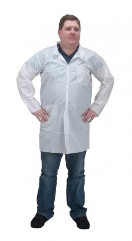 Zenith SEC822 Microporous/Polypropylene Lab Coat, 2 Snap Pockets, Medium-