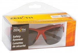 Zenith SEK286R Z1900 Series Safety Glasses with Box, Red Frame, Smoke Lens-