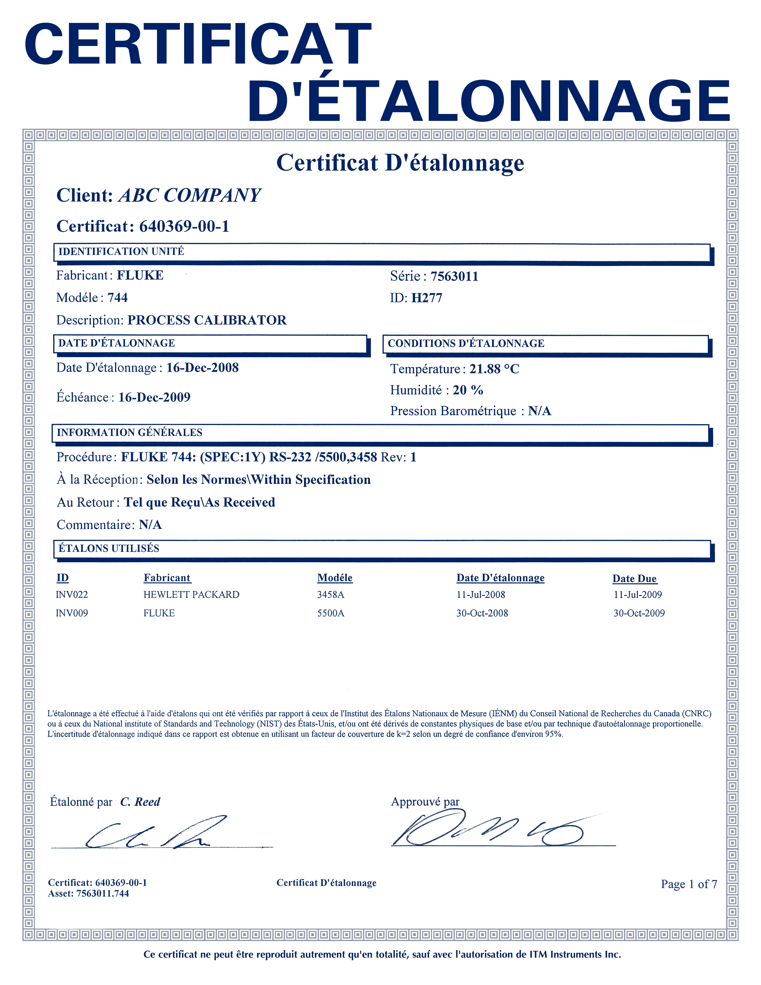 Calibration Certificate