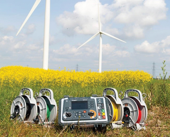 Ground resistance tester with test leads